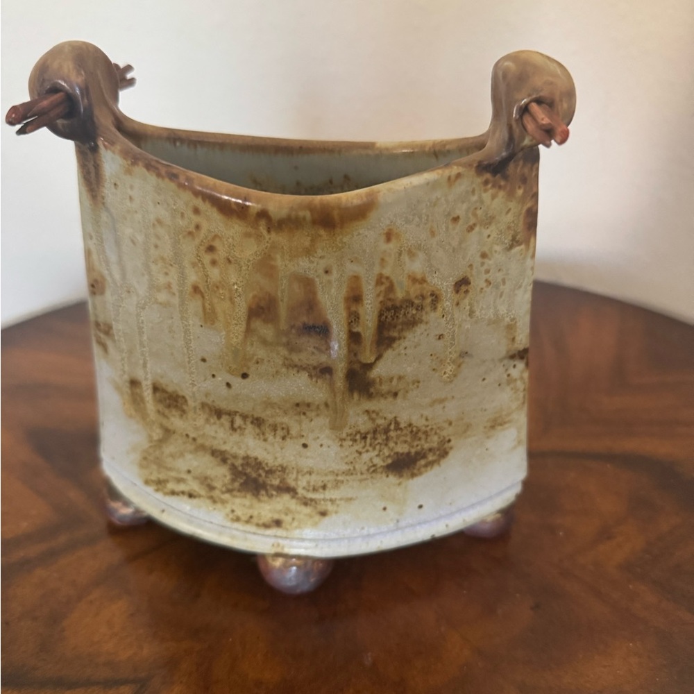 Betsy Gray Porcelain Rustic Vase Art Piece with Earthy Tones - Picture 6 of 13